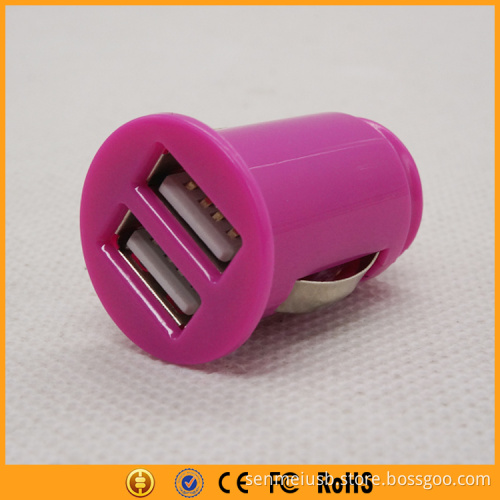 hot selling pink color dual usb mini car charger